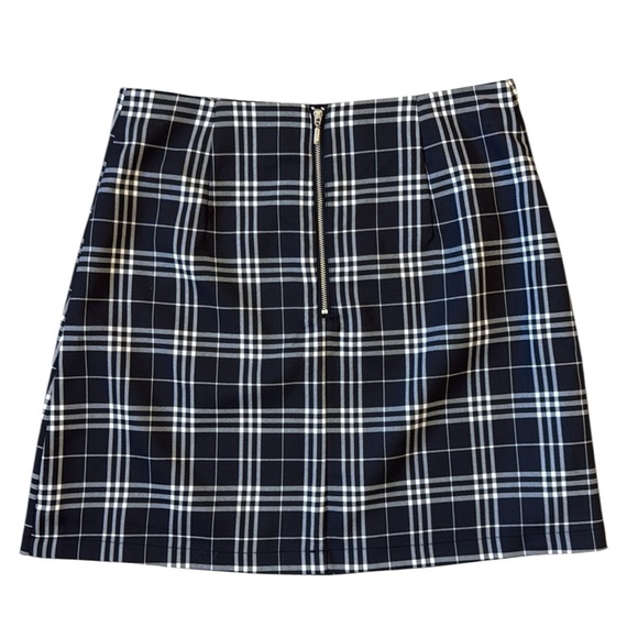 Mini Skirt Plaid Black/White Lined Academia Schoolgirl Ivy League Medium/29W - Picture 4 of 12